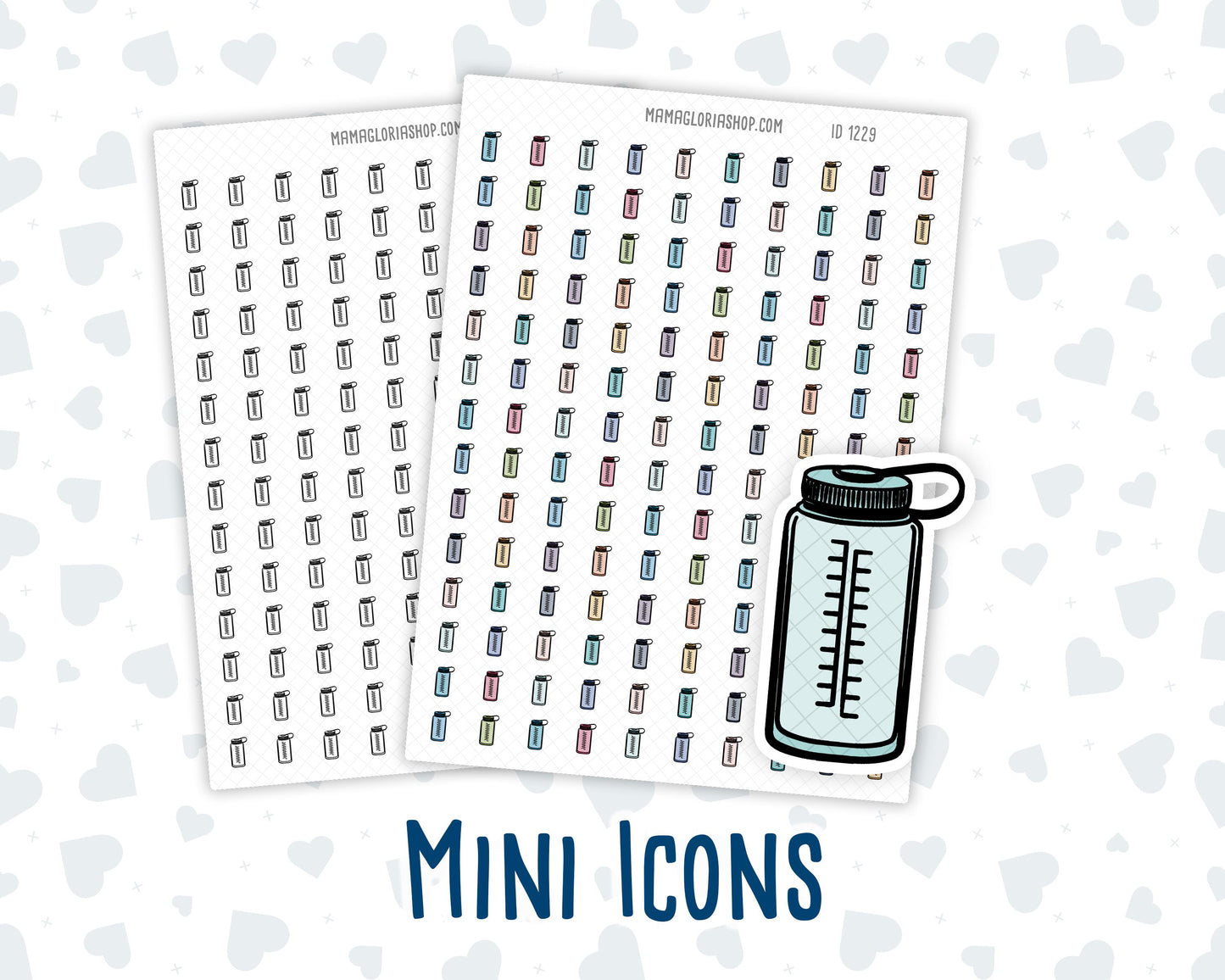 Water Bottle - Hydration - Tracker - Doodle Icon-Sticker