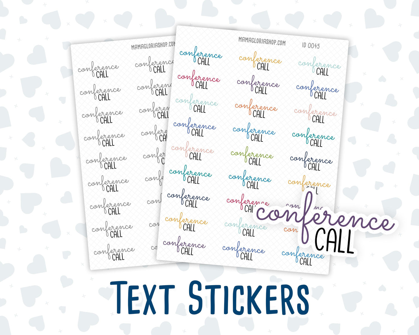 Conference Call - Text Stickers For Planners - Handwritten