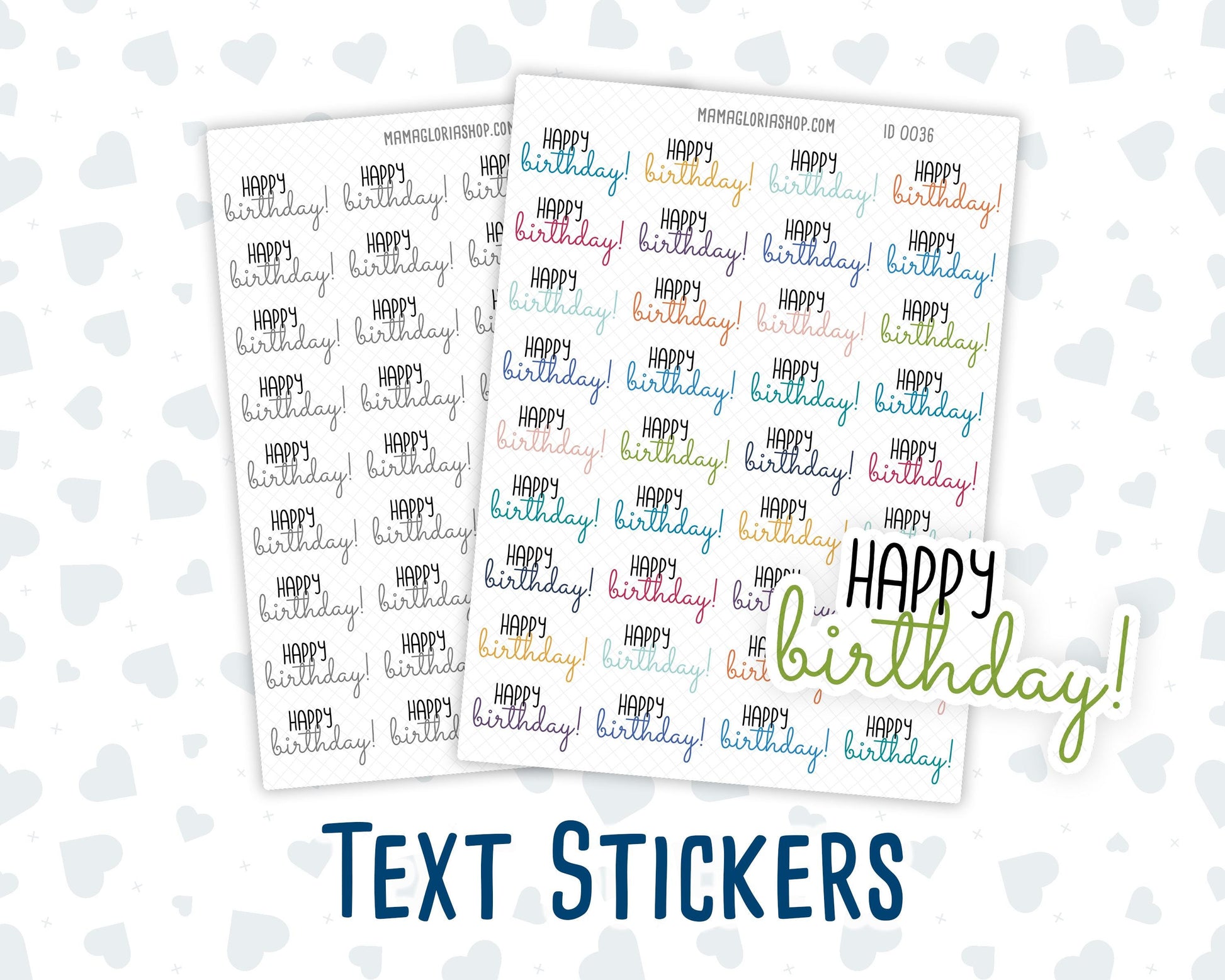 Happy Birthday - Text Stickers For Planners - Handwritten