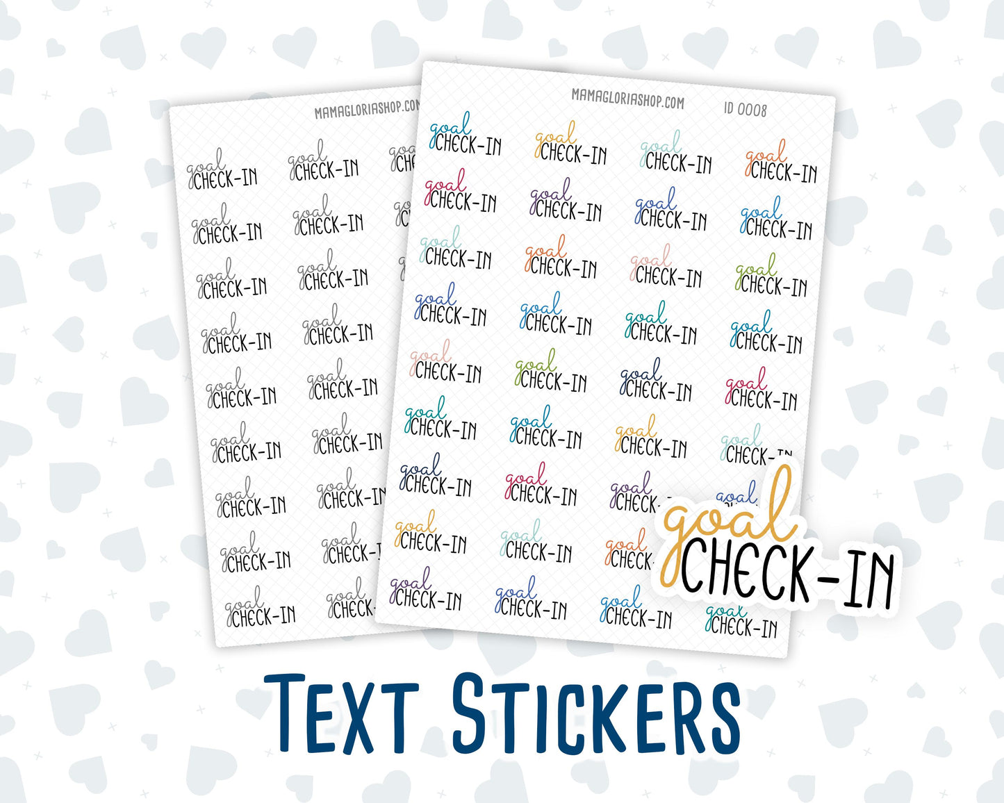 Goal Check-In - Text Stickers For Planners - Handwritten