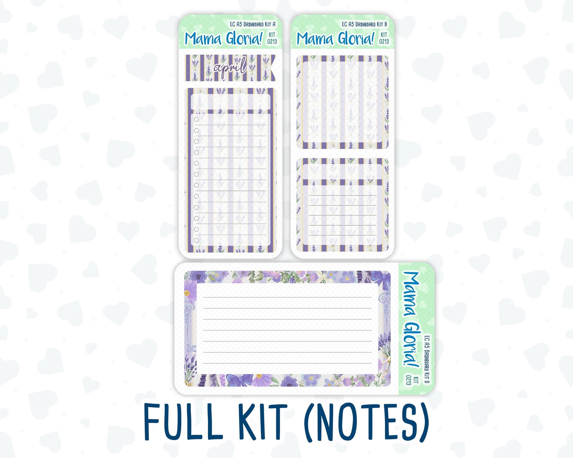 Kit 0213- A5 - Provence - April- Notes Pages - Dashboard Kit - Productivity Page