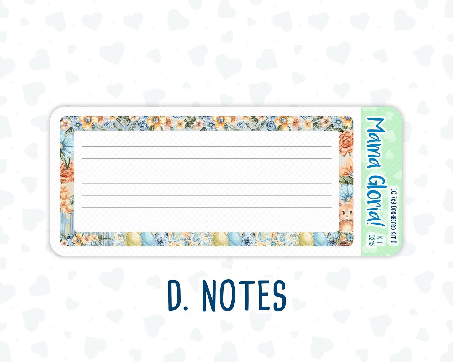 Kit 0215- 7x9 - Easter Morning- April- Notes Pages - Dashboard Kit - Productivity Page