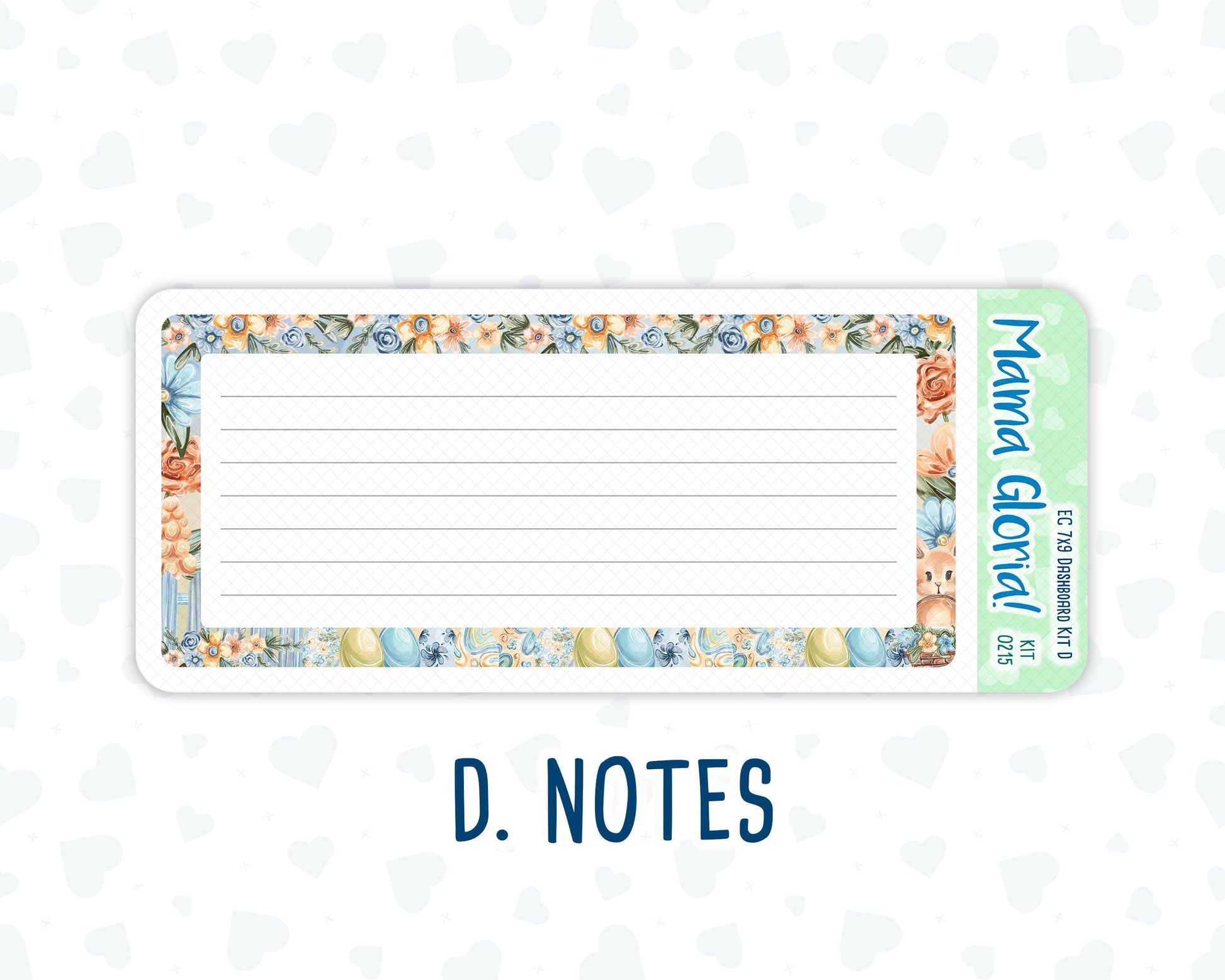 Kit 0215- 7x9 - Easter Morning- April- Notes Pages - Dashboard Kit - Productivity Page