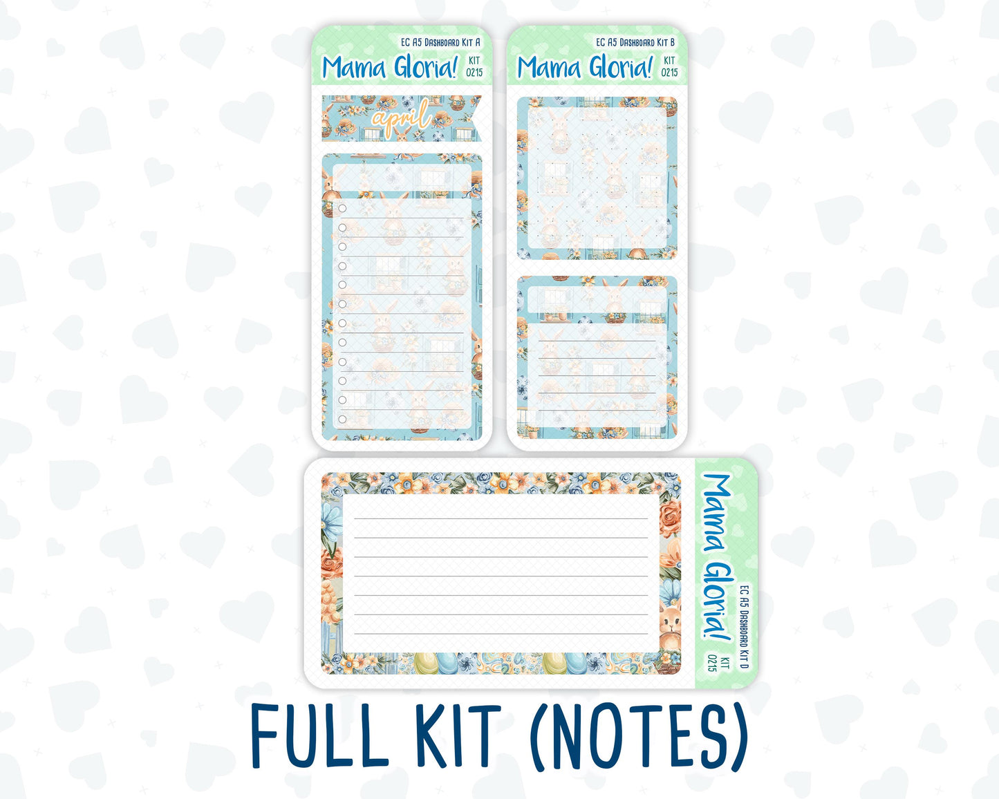 Kit 0215- A5 - Easter Morning- April- Notes Pages - Dashboard Kit - Productivity Page