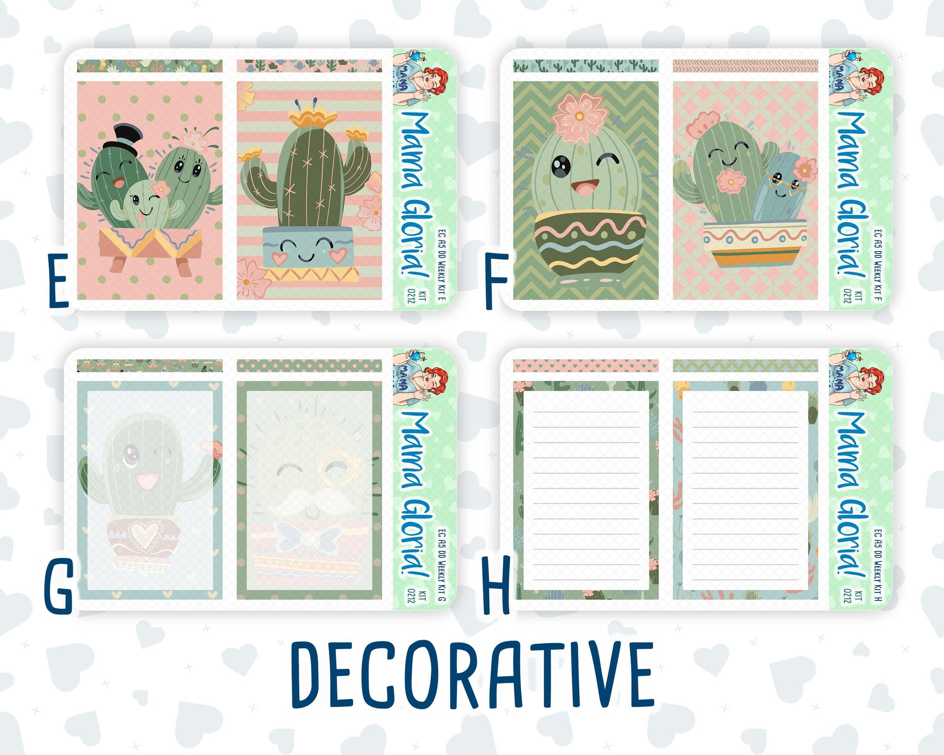 Kit 0212- A5 Daily Duo - Prickly And Pretty -April -Planner