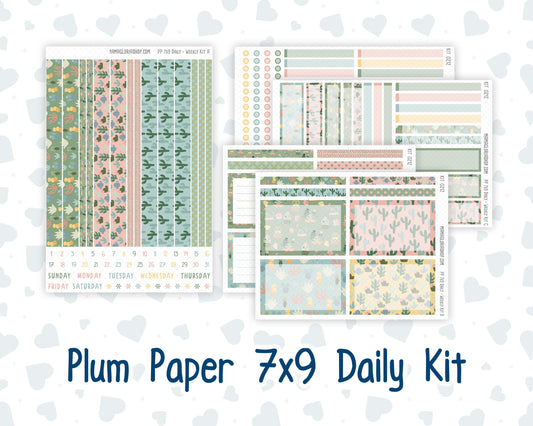 Kit 0212- 7x9 Plum Paper Daily - Prickly And Pretty- Planner - April