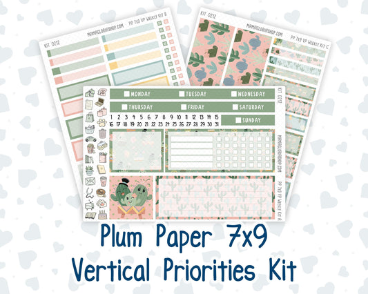 Kit 0212- 7x9 Plum Paper Vertical Priorities - Prickly And Pretty- April