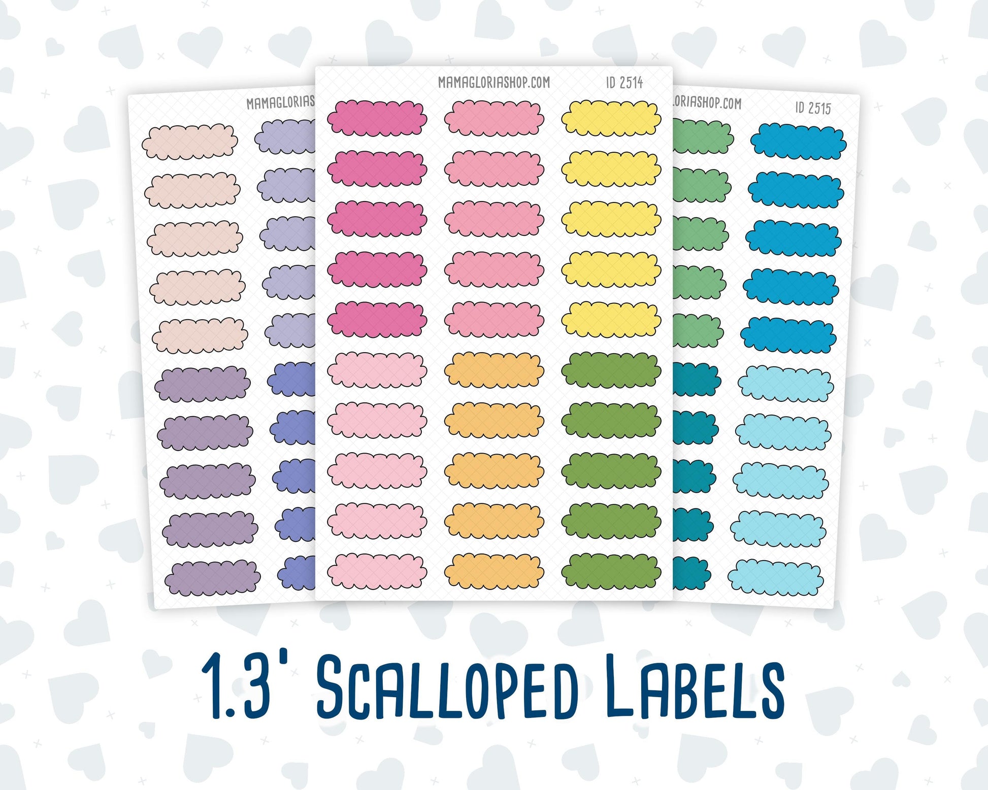 Color Pop 1.3 Inch Scalloped Labels Sticker Sheet | Functional Planner Stickers | Weekly Planner Labels