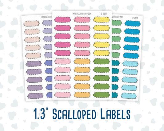 Color Pop 1.3 Inch Scalloped Labels Sticker Sheet | Functional Planner Stickers | Weekly Planner Labels