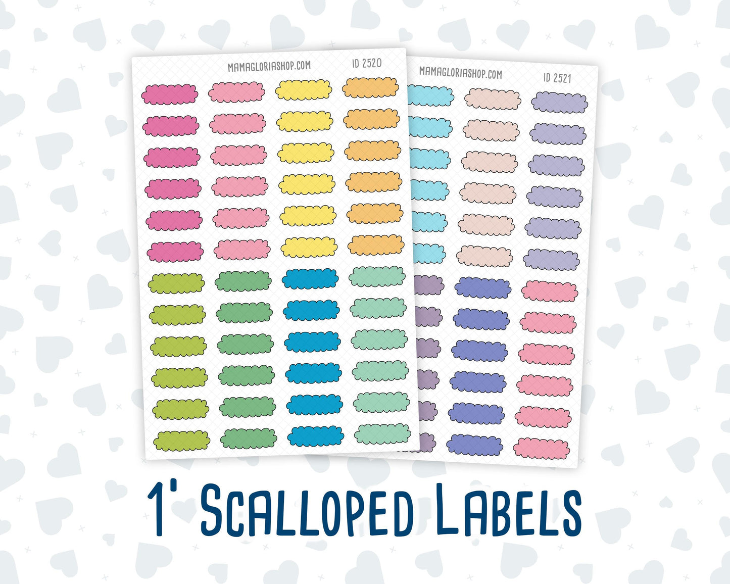 Color Pop 1 Inch Scalloped Labels Sticker Sheet | Functional Planner Stickers | Weekly Planner Labels