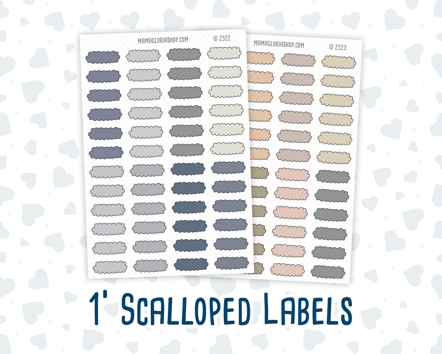 Wild Sage & Muted Slate 1 Inch Scalloped Labels Sticker Sheet | Functional Planner Stickers | Weekly Planner Labels