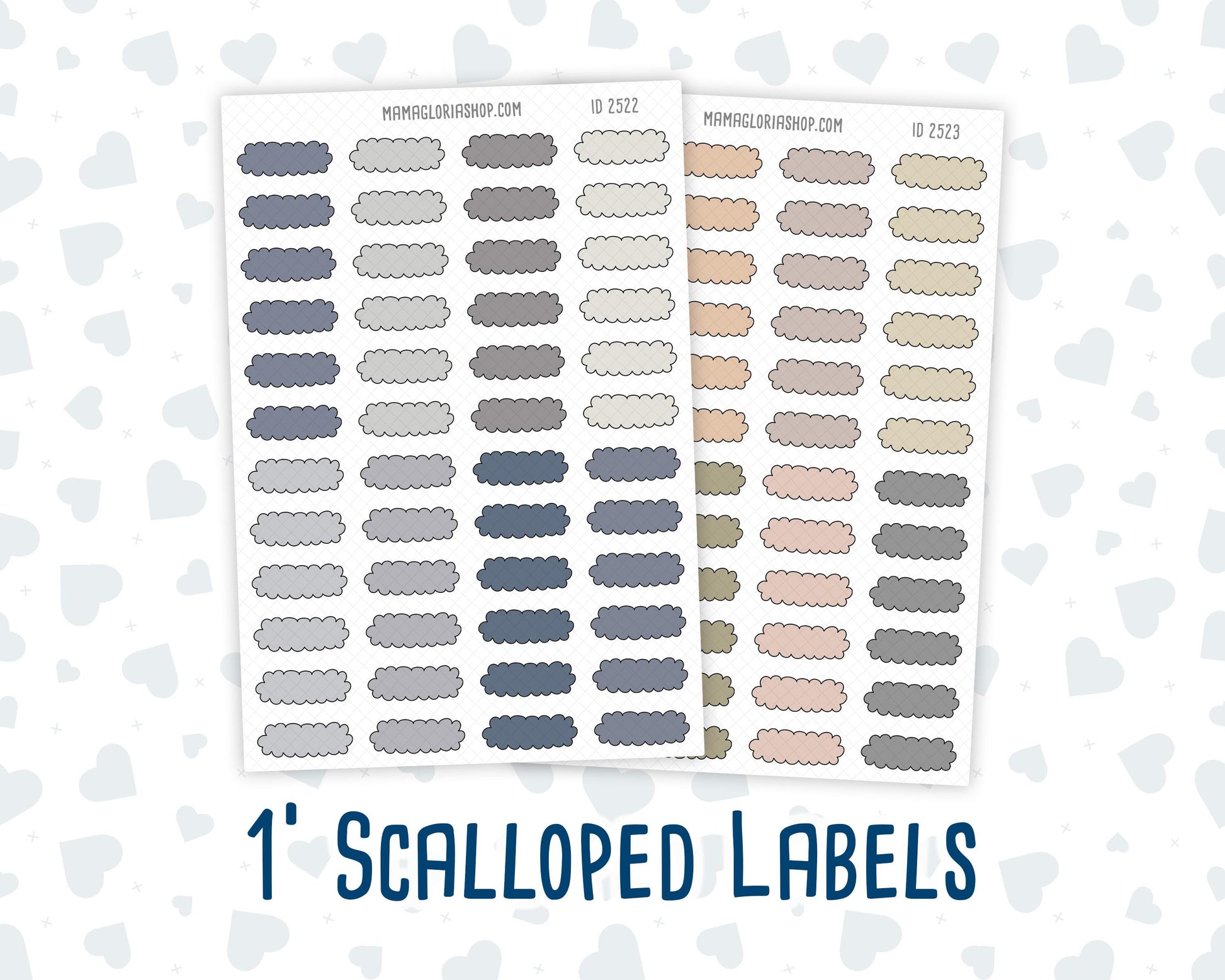 Wild Sage & Muted Slate 1 Inch Scalloped Labels Sticker Sheet | Functional Planner Stickers | Weekly Planner Labels