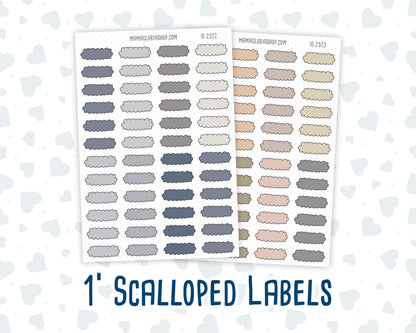 Wild Sage & Muted Slate 1 Inch Scalloped Labels Sticker Sheet | Functional Planner Stickers | Weekly Planner Labels