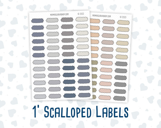 Wild Sage & Muted Slate 1 Inch Scalloped Labels Sticker Sheet | Functional Planner Stickers | Weekly Planner Labels