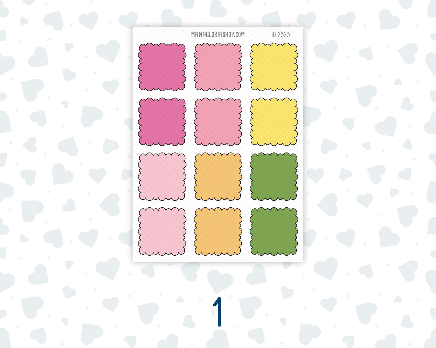 Color Pop 1.3 Inch Scalloped Boxes Sticker Sheet | Functional Planner Stickers | Weekly Planner Boxes