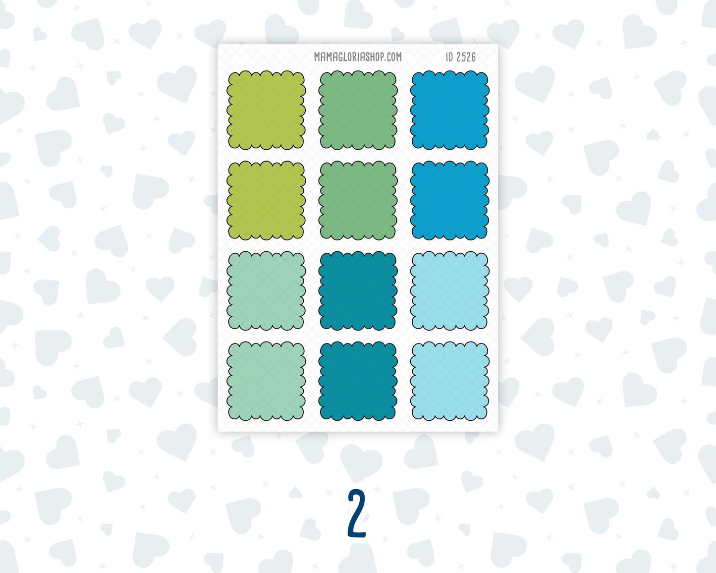 Color Pop 1.3 Inch Scalloped Boxes Sticker Sheet | Functional Planner Stickers | Weekly Planner Boxes