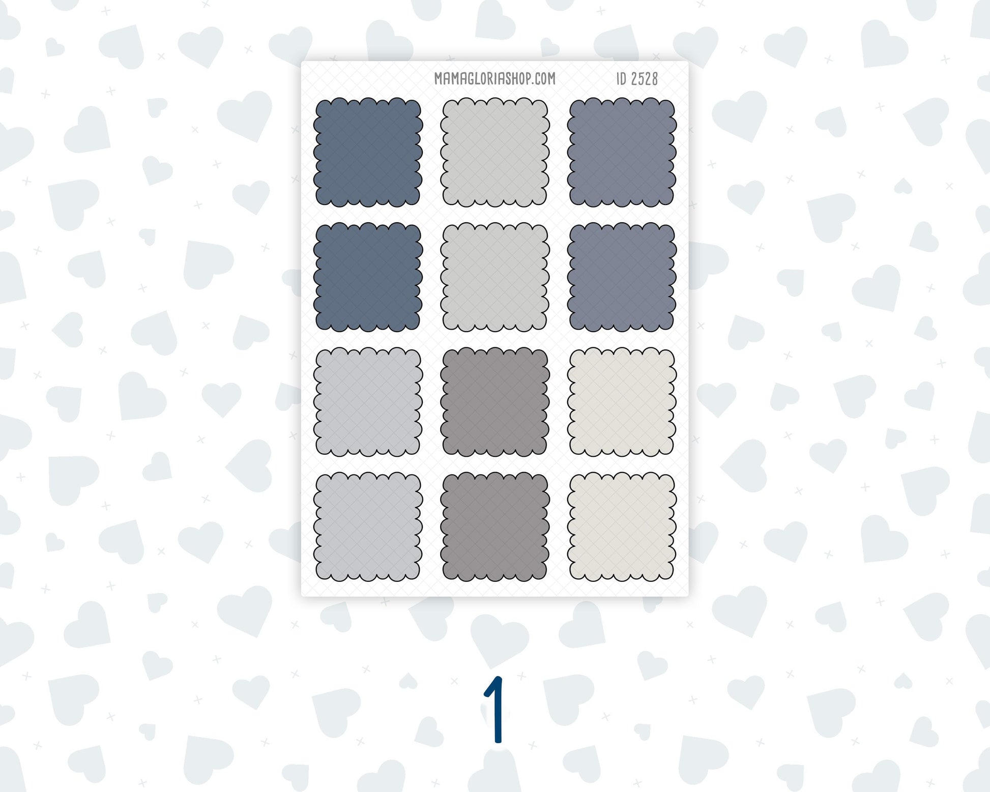 Wild Sage & Muted Slate 1.3 Inch Scalloped Boxes Sticker Sheet | Functional Planner Stickers | Weekly Planner Boxes