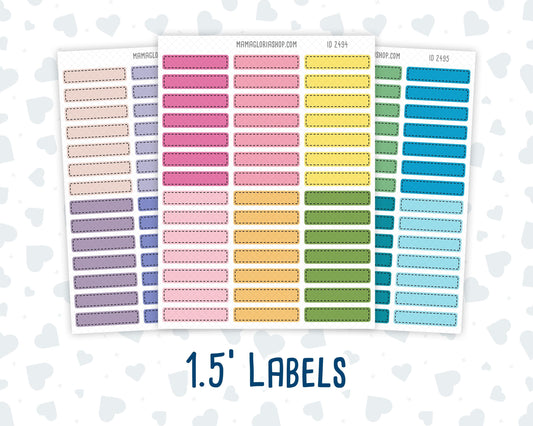 Color Pop 1.5 Inch Labels Sticker Sheet | Vertical Planner Stickers | Weekly Planner Labels | Functional Planner Stickers