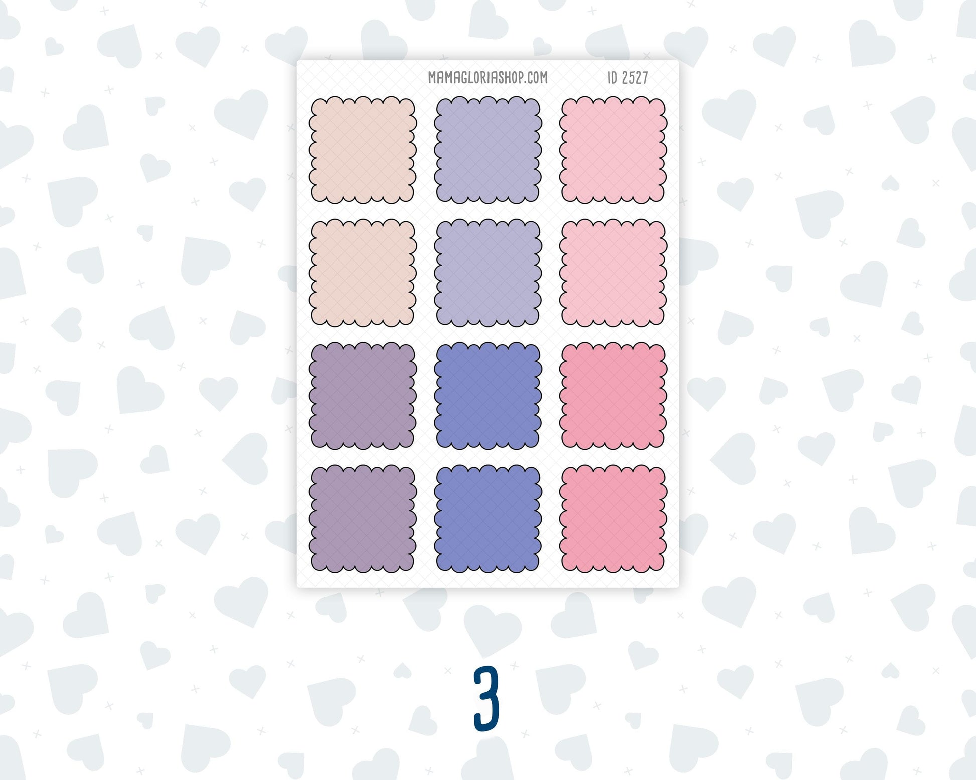 Color Pop 1.3 Inch Scalloped Boxes Sticker Sheet | Functional Planner Stickers | Weekly Planner Boxes