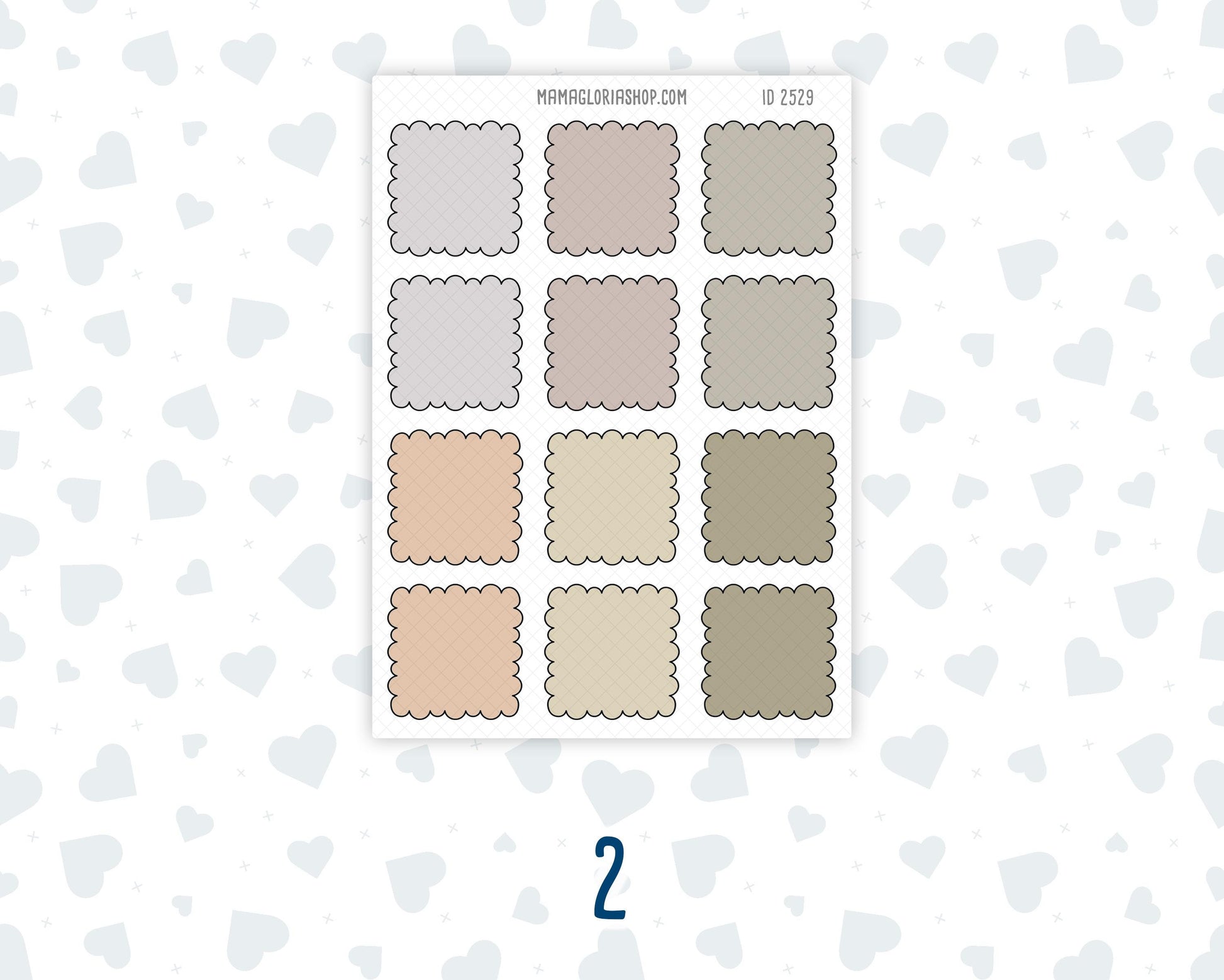 Wild Sage & Muted Slate 1.3 Inch Scalloped Boxes Sticker Sheet | Functional Planner Stickers | Weekly Planner Boxes