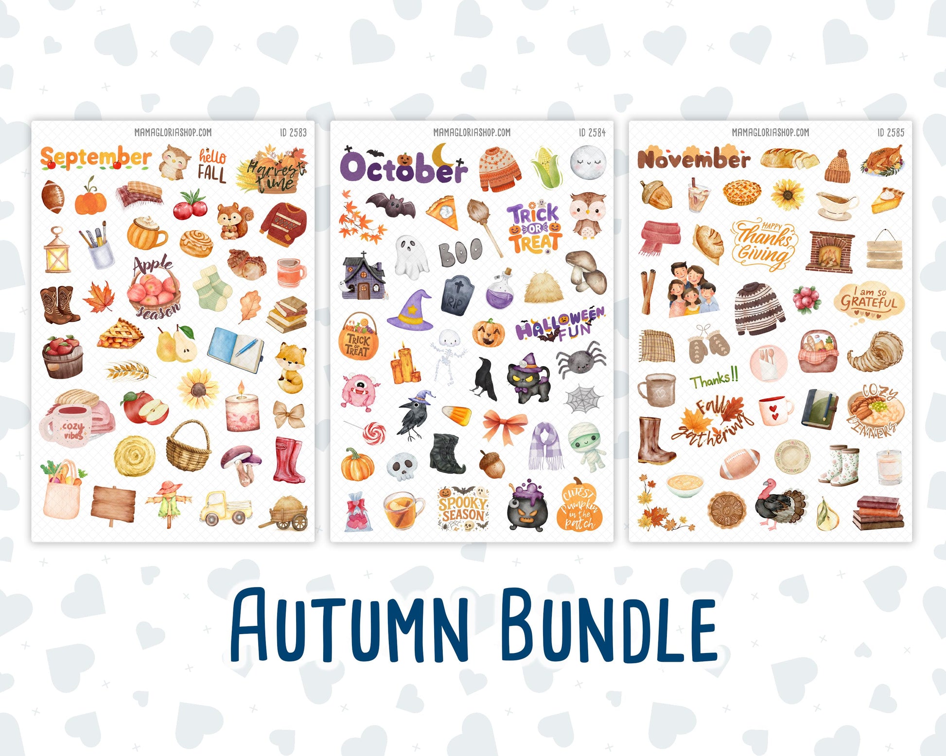 Holiday Planner Stickers Bundle | Monthly Seasonal Sticker Sheets for Planners, Journals & Calendars