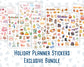 Holiday Planner Stickers Bundle | Monthly Seasonal Sticker Sheets for Planners, Journals & Calendars
