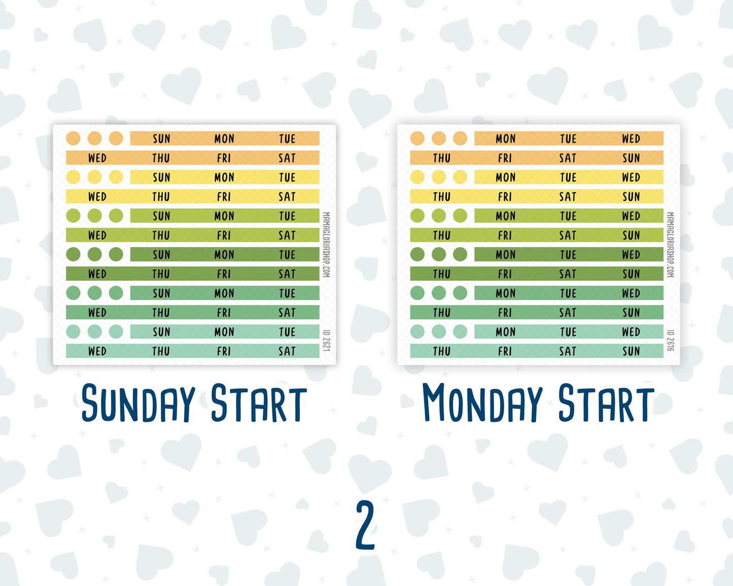 Hobonichi Cousin Monthly Day Headers | A5 Monthly Planner Stickers | Functional Planner Stickers | Month View Labels