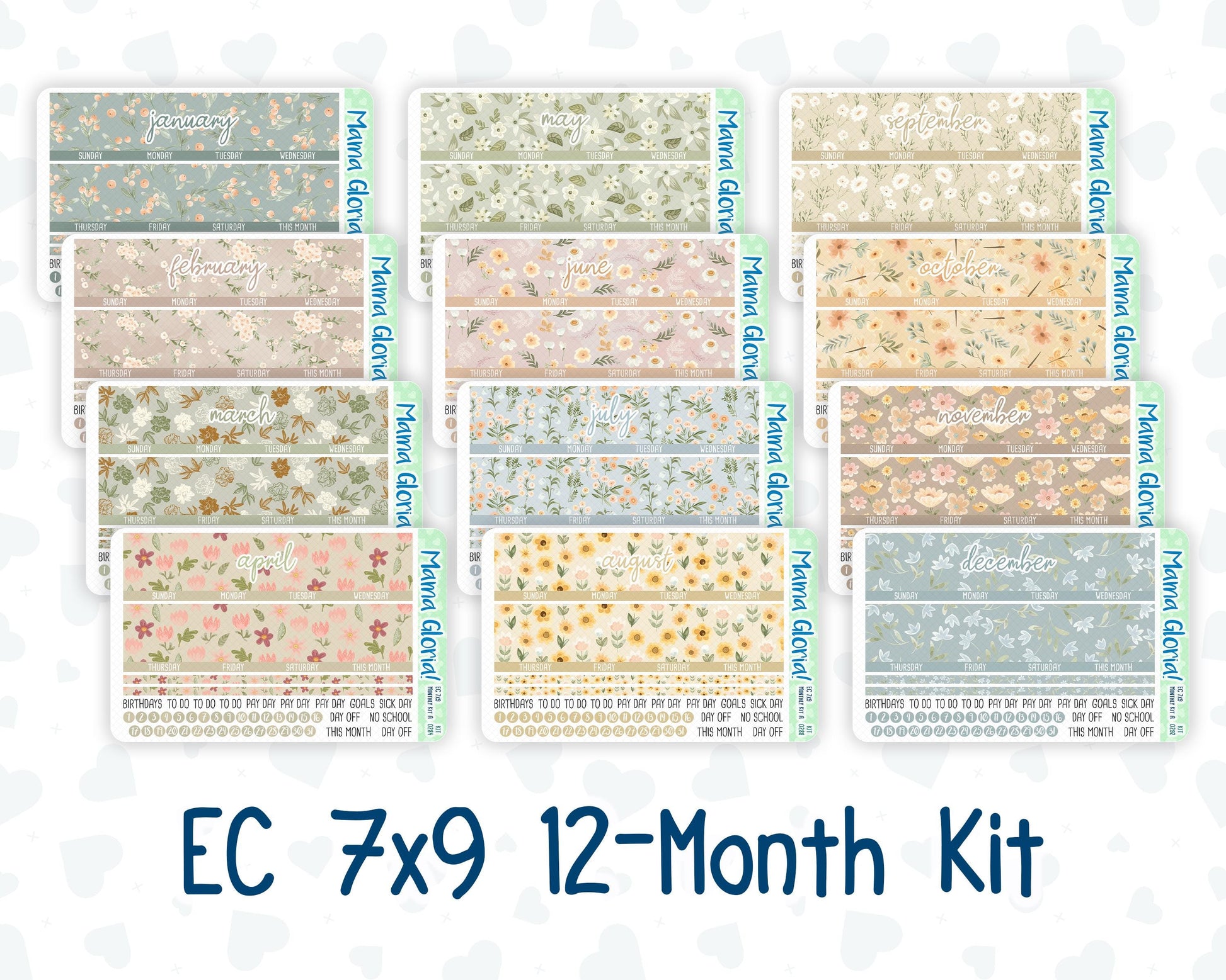 EC 7x9 - 12-Month Kit - 2026/2027 - Floral Collection - For Erin Condren Planners