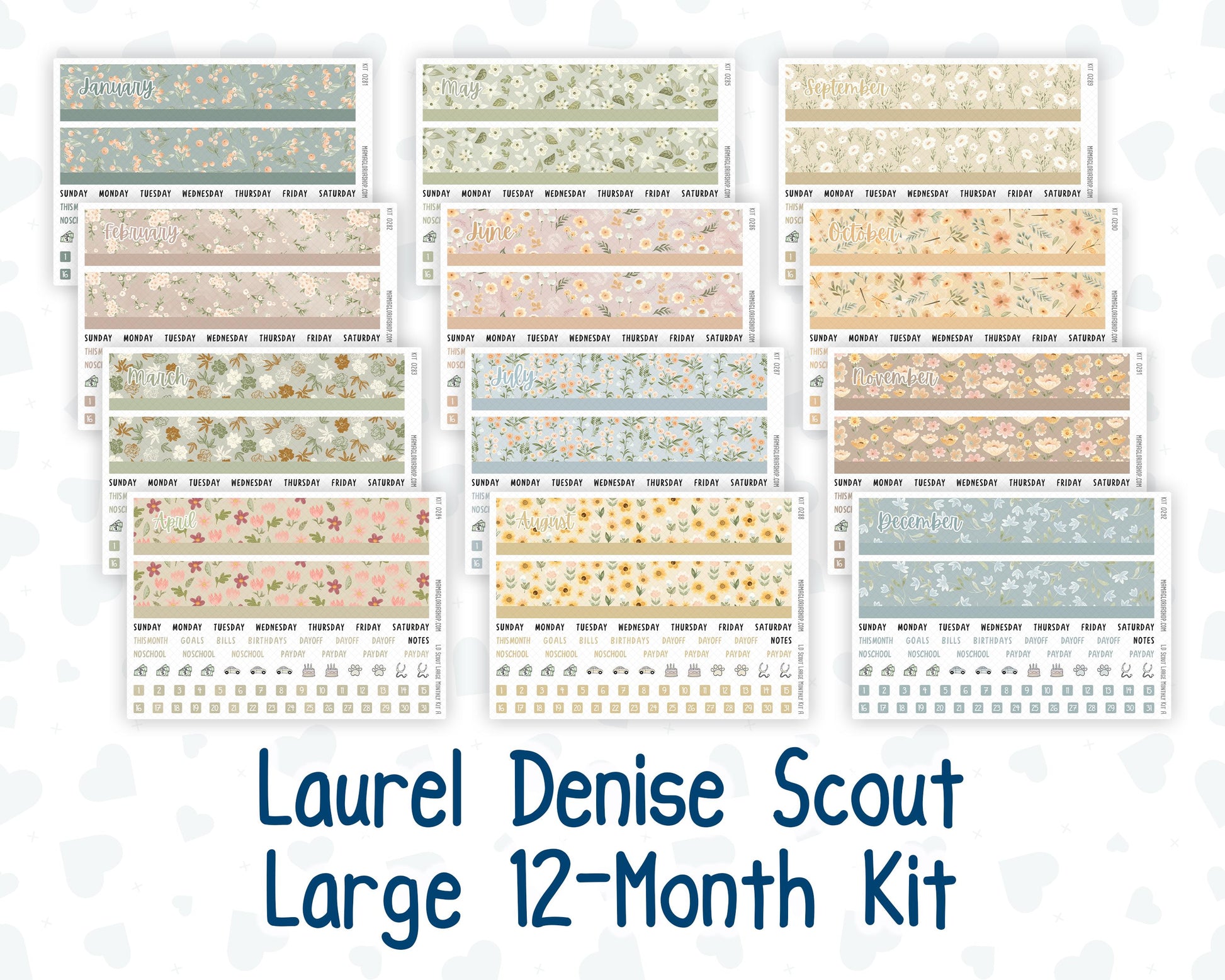 Laurel Denise Large Scout Planner - Portrait - 12-Month Kit - 2026/2027 - Floral Collection