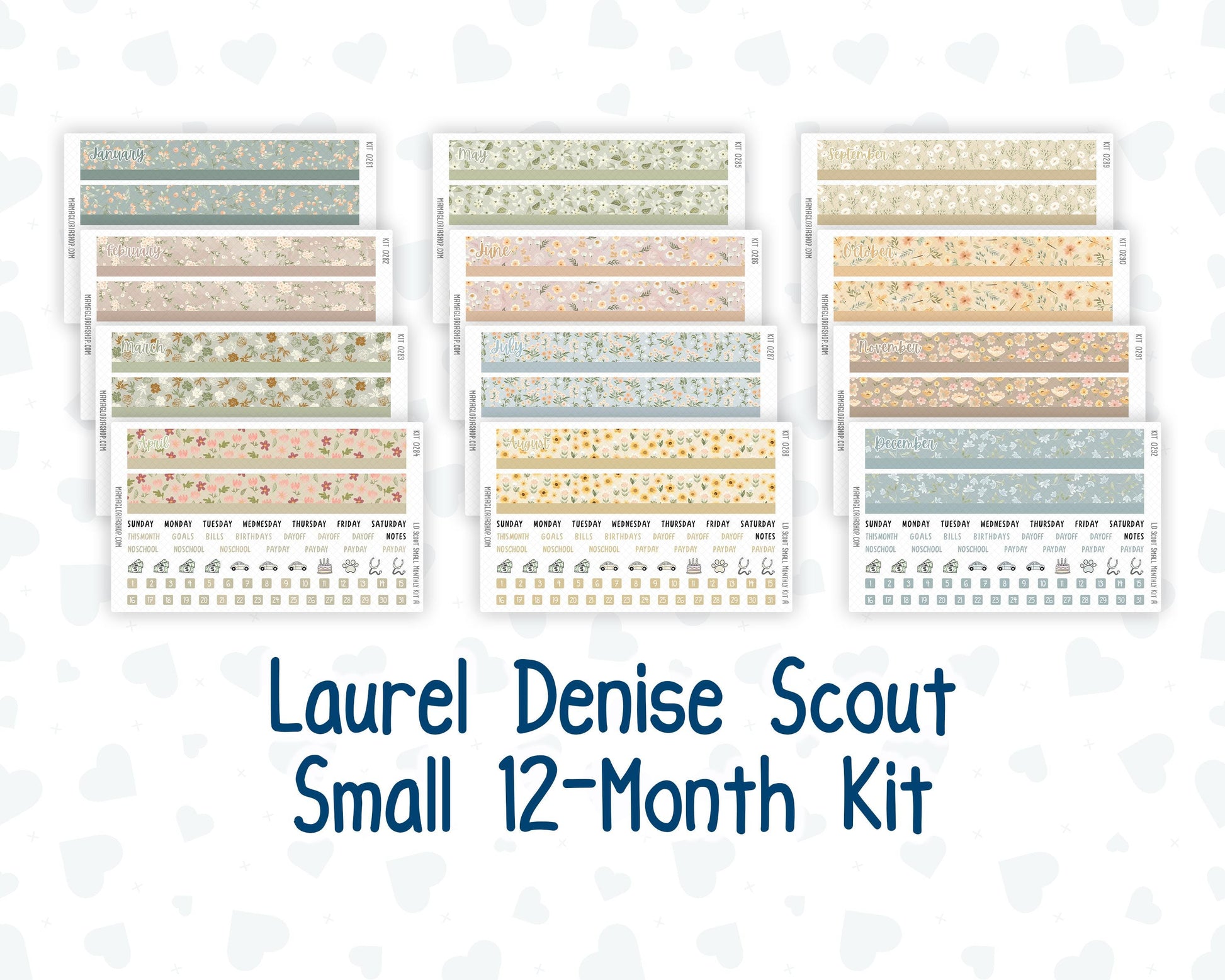 Laurel Denise Scout Small - 12-Month Kit - 2026/2027 - Floral Collection - For Planners