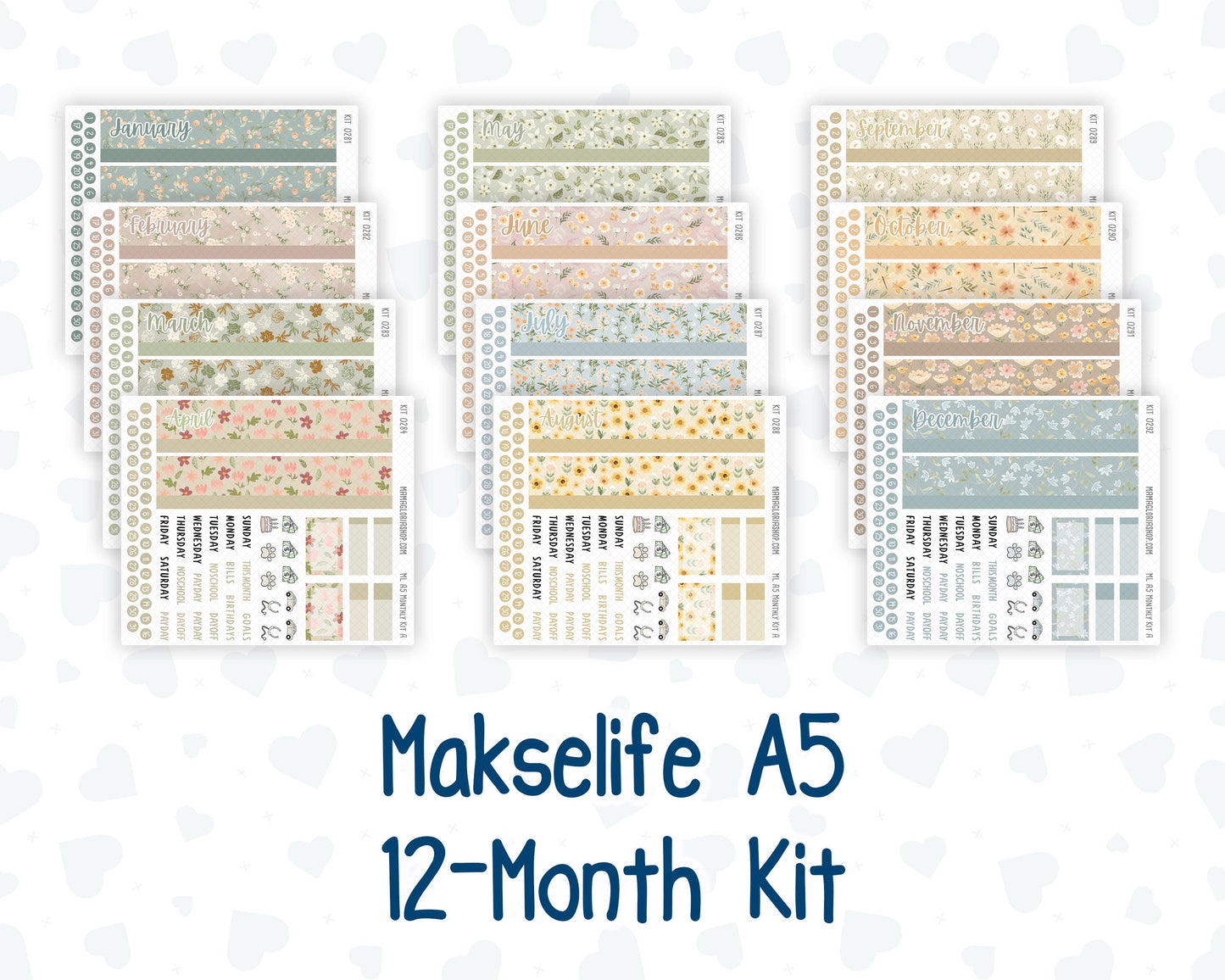 12-Month Kit - For MakseLife A5 Companion Notebook - 2026/2027 - Floral Collection