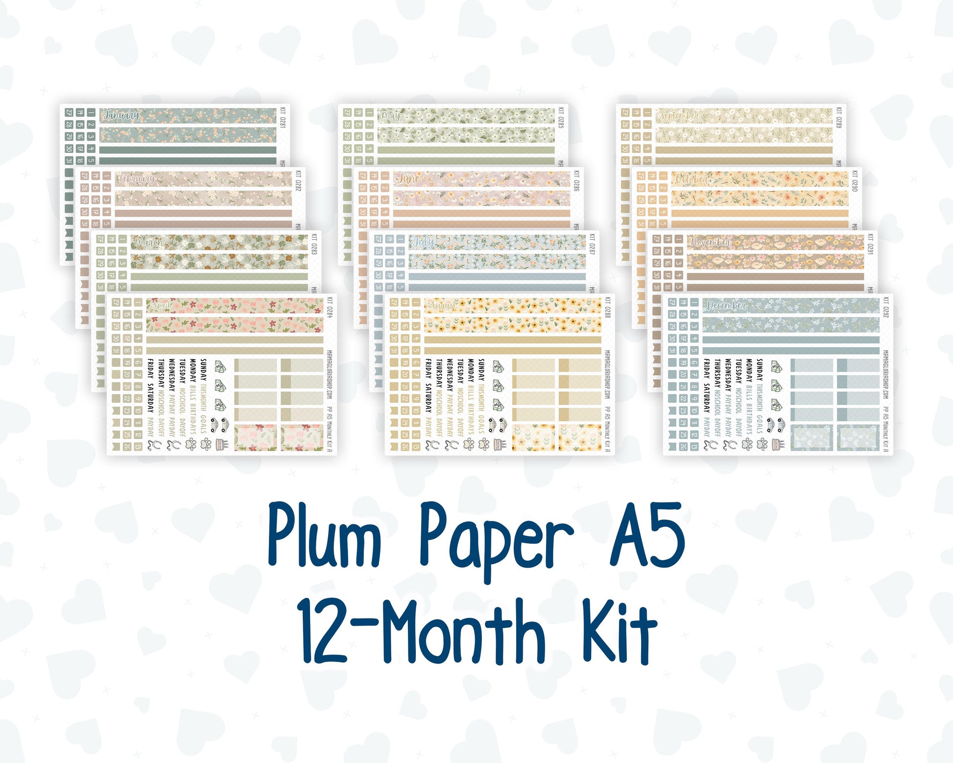 A5 - 12-Month Kit - For Plum Paper Planner - 2026/2027 - Floral Collection