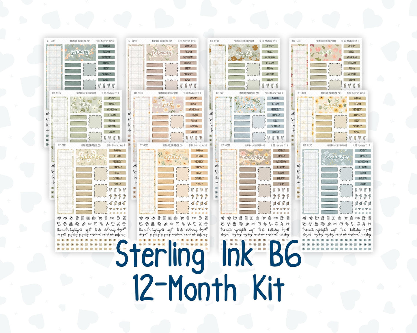 12-Month Kit - 2026/2027 - Floral Collection - For B6 Sterling Ink