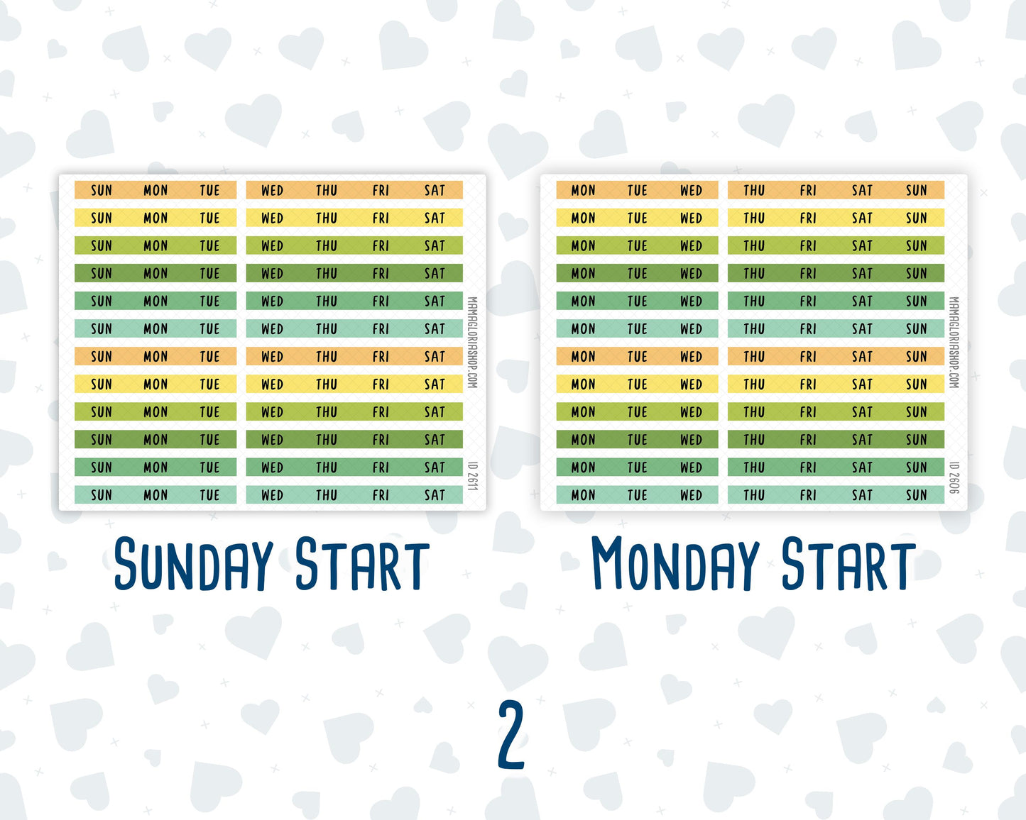 Hobonichi Weeks Monthly Day Headers | Monthly Planner Stickers |Functional Planner Stickers | Month View Labels