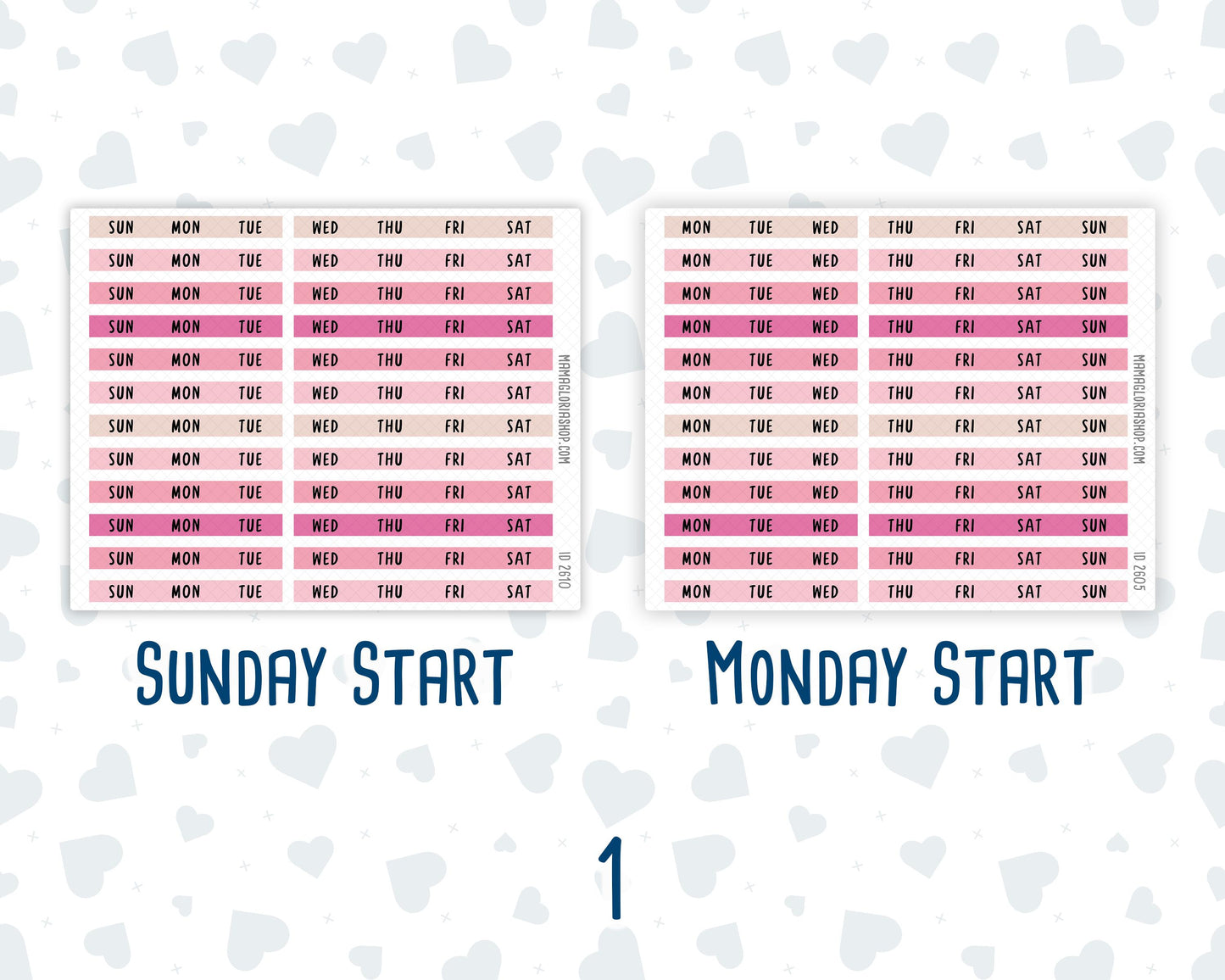 Hobonichi Weeks Monthly Day Headers | Monthly Planner Stickers |Functional Planner Stickers | Month View Labels