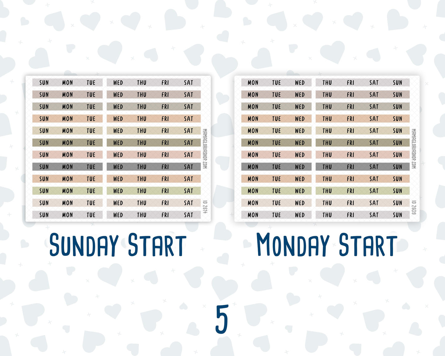 Hobonichi Weeks Monthly Day Headers | Monthly Planner Stickers |Functional Planner Stickers | Month View Labels