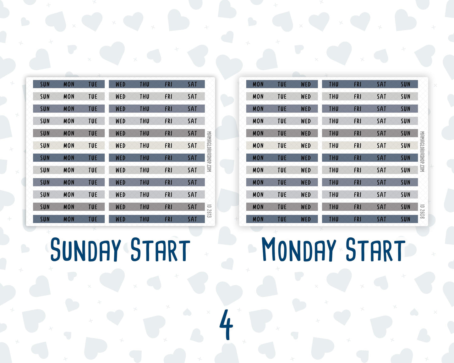 Hobonichi Weeks Monthly Day Headers | Monthly Planner Stickers |Functional Planner Stickers | Month View Labels