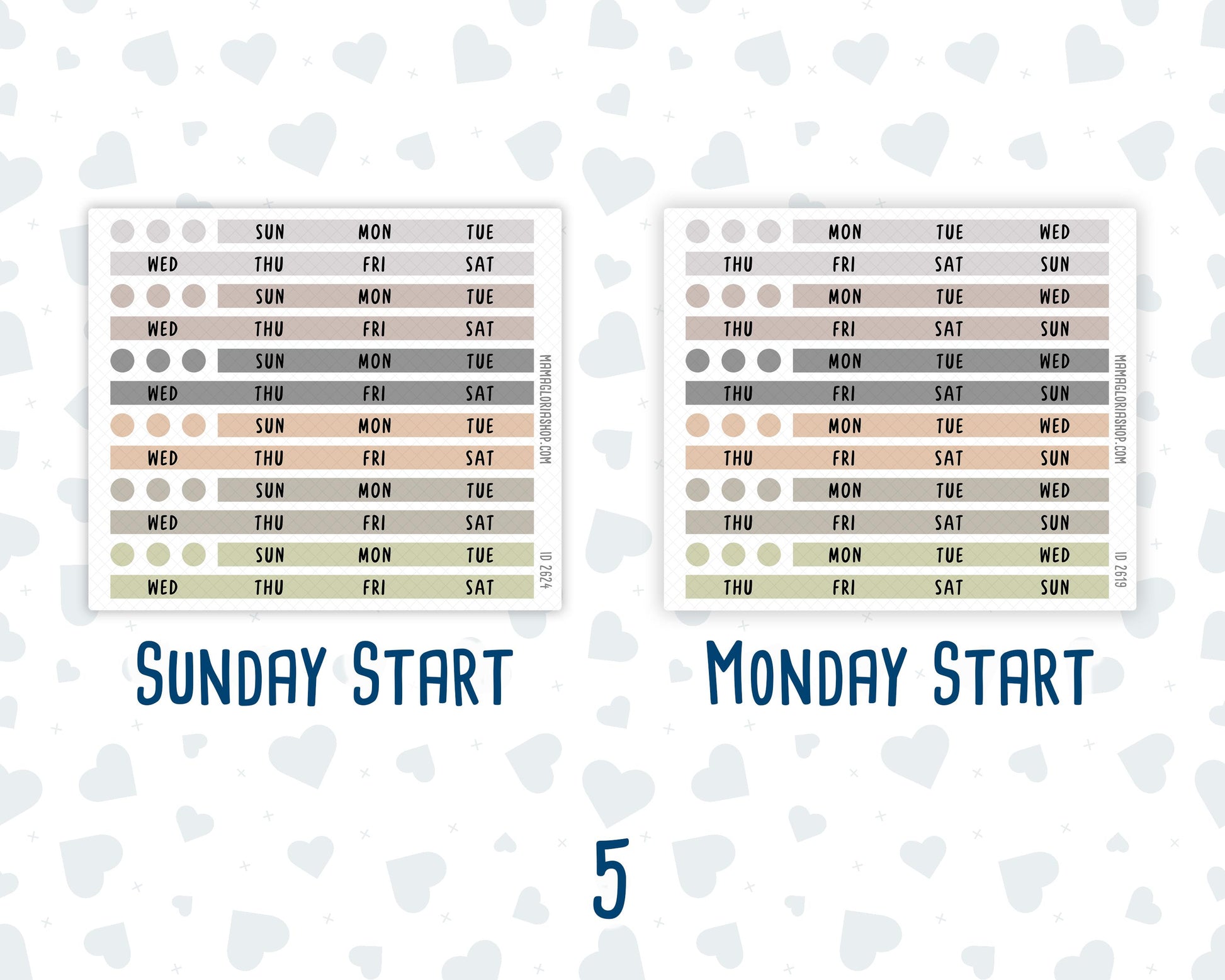 Hobonichi Cousin Monthly Day Headers | A5 Monthly Planner Stickers | Functional Planner Stickers | Month View Labels