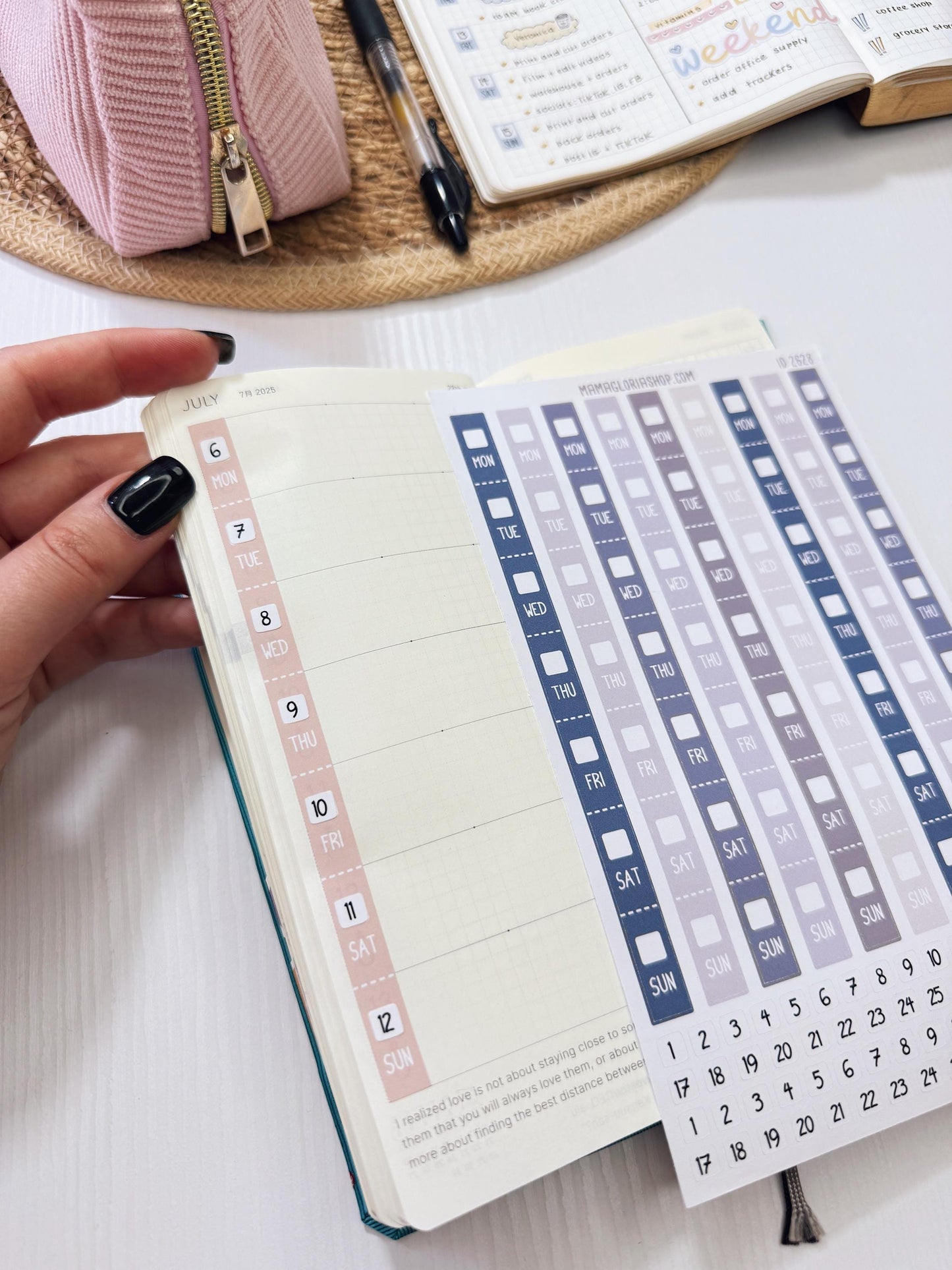 Hobonichi Weeks Weekly Date Covers | Hobonichi Weeks Date Stickers | Weekly Date Headers | Functional Planner Stickers