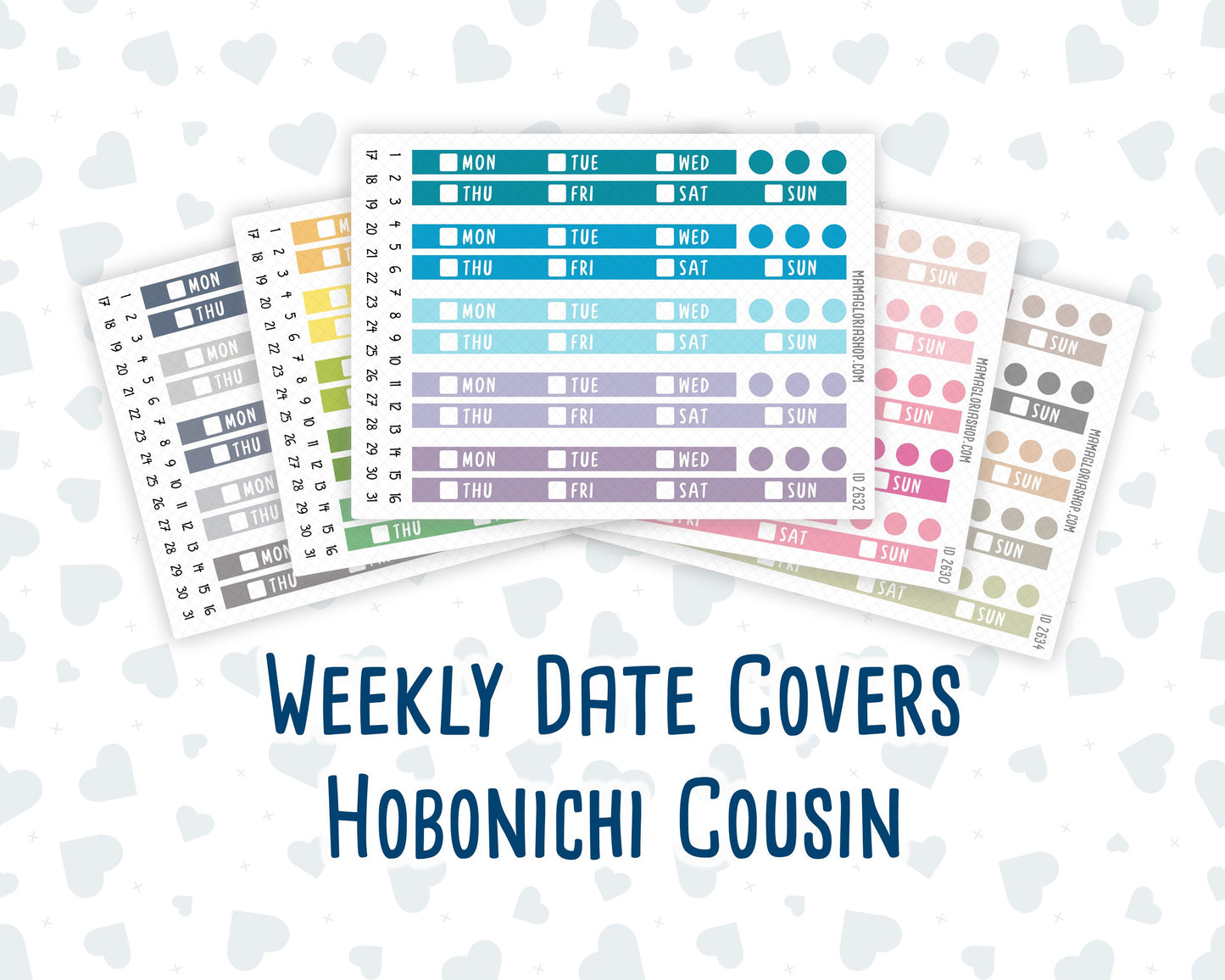 Hobonichi Cousin Weekly Date Covers | A5 Weekly Date Stickers | Hobonichi Cousin Weekly Headers | Functional Planner Stickers