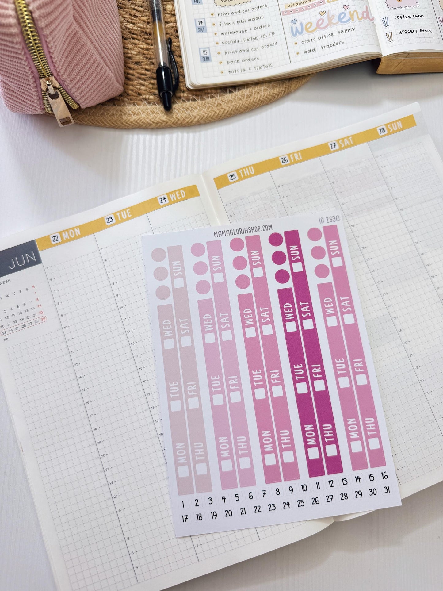 Hobonichi Cousin Weekly Date Covers | A5 Weekly Date Stickers | Hobonichi Cousin Weekly Headers | Functional Planner Stickers