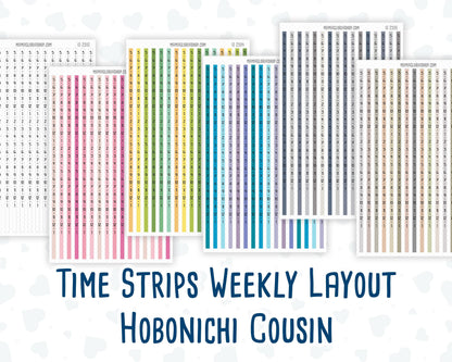 Hobonichi Cousin Time Strips | A5 Weekly Timeline Stickers | Hourly Schedule Labels | Time Blocking Planner Stickers