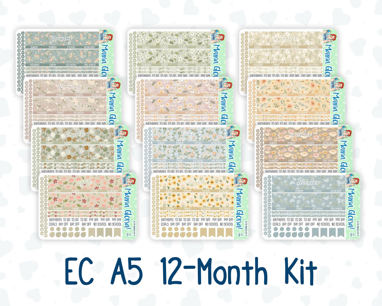 EC A5 - 12-Month Kit - 2026/2027 - Floral Collection - For Erin Condren Planners