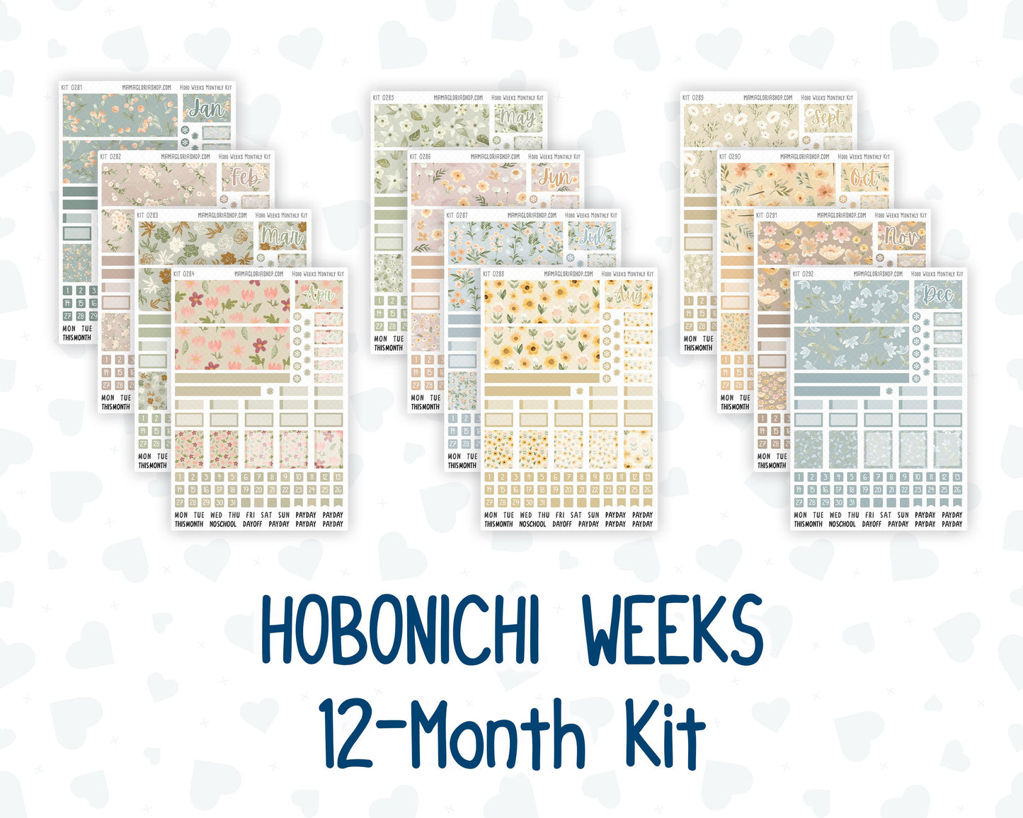 12-Month Kit - 2026/2027 - Floral Collection - For Hobonichi Weeks