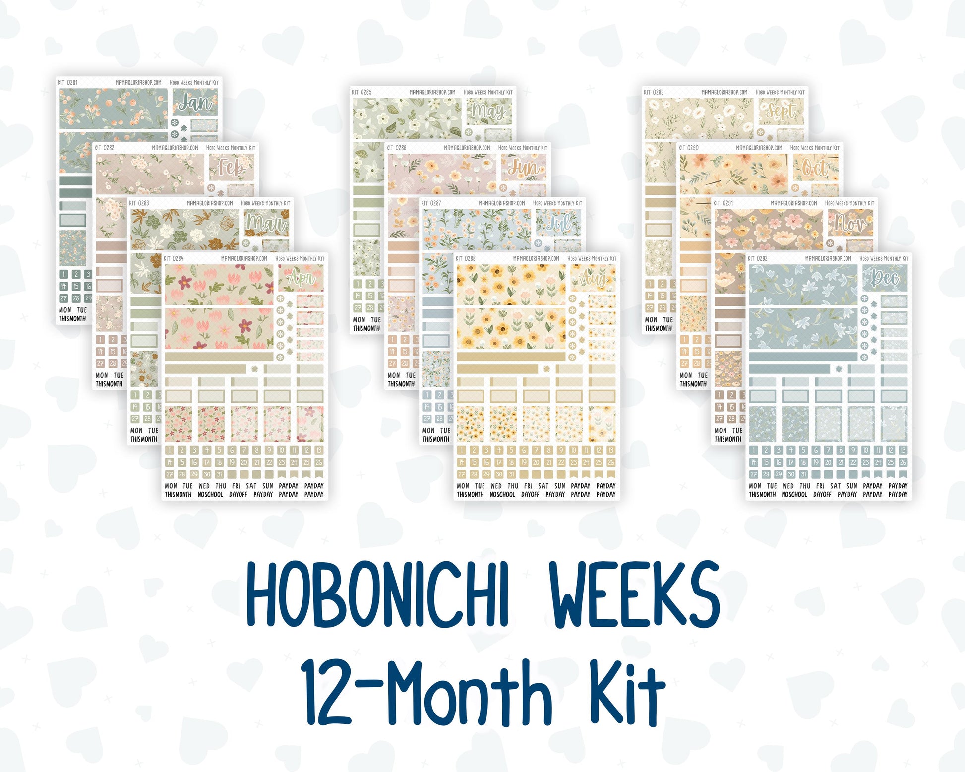 12-Month Kit - 2026/2027 - Floral Collection - For Hobonichi Weeks