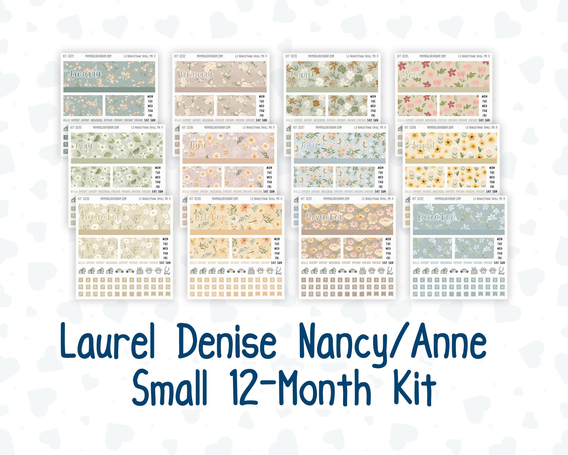 12-Month Kit- Laurel Denise Small the Nancy & Anne Planner - 2026/2027 - Floral Collection - Former Mini Size