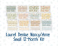 12-Month Kit- Laurel Denise Small the Nancy & Anne Planner - 2026/2027 - Floral Collection - Former Mini Size