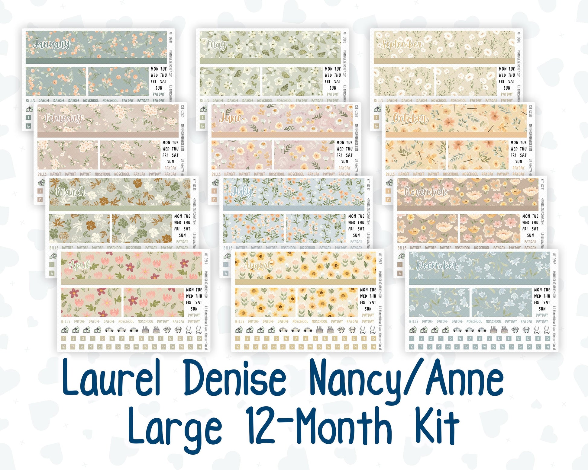 12-Month Kit- Laurel Denise Large the Nancy & Anne Planner - 2026/2027 - Floral Collection