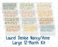 12-Month Kit- Laurel Denise Large the Nancy & Anne Planner - 2026/2027 - Floral Collection