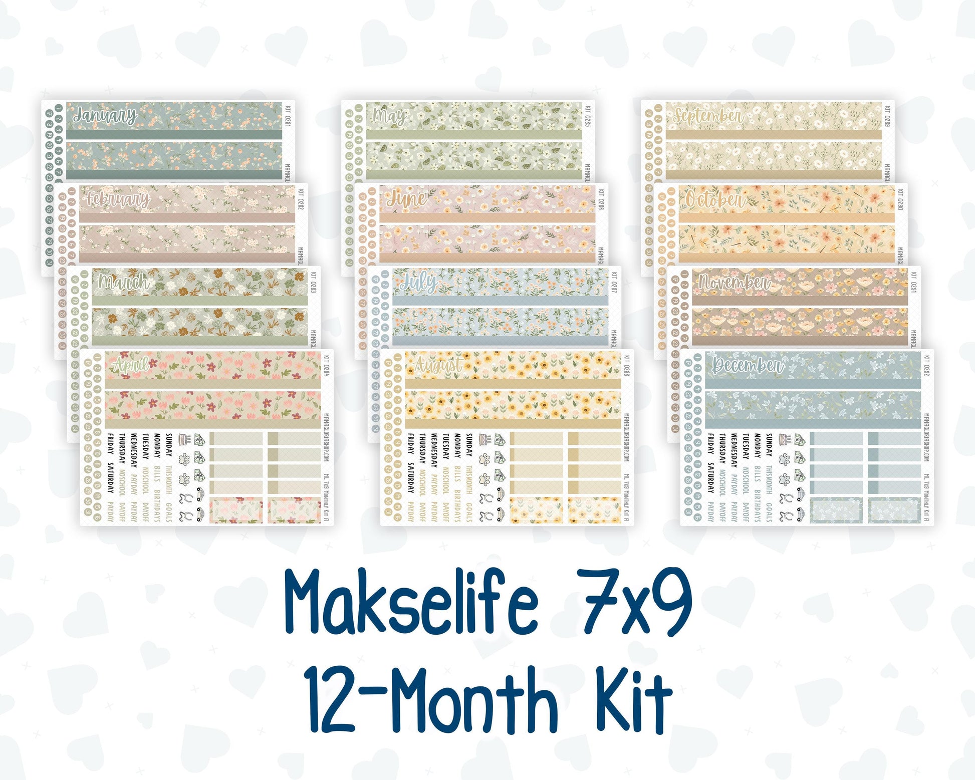 12-Month Kit - For MakseLife 7x9 - 2026/2027 - Floral Collection